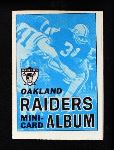 1969 Topps 4-in-1 Mini Card Album PAR Oakland Raiders<br />F69A #7222553<br /><a class='button AddToCart' data-ajax='true' data-ajax-mode='replace' data-ajax-update='#cart-info' href='/AddToCart?itemId=@Model.Id&quantity=1&type=0'>Add To Cart</a>