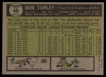 1961 Topps #40 Bob Turley Back Thumbnail