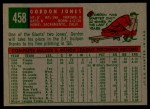 1959 Topps #458 Gordon Jones Back Thumbnail
