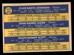 1970 Topps #669 White Sox Rookies - Bart Johnson / Dan Lazar / Mickey Scott Back Thumbnail