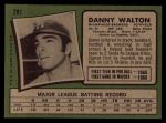 1971 Topps #281 Danny Walton Back Thumbnail