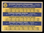 1970 Topps #599 Senators Rookies - Gene Martin / Dick Stelmaszek / Dick Such Back Thumbnail