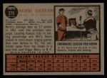 1962 Topps #275 Norm Siebern Back Thumbnail