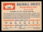 1960 Fleer #52 Bill Terry Back Thumbnail