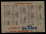 1957 Topps #0 BLO Checklist - Series 1 & 2 Back Thumbnail