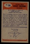 1955 Bowman #58 Bobby Watkins Back Thumbnail