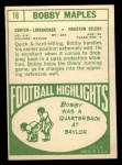 1968 Topps #16 Bobby Maples Back Thumbnail