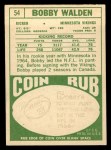1968 Topps #54 Bobby Walden Back Thumbnail