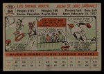 1956 Topps #64 Luis Arroyo Back Thumbnail