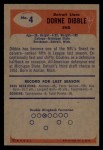1955 Bowman #4 Dorne Dibble Back Thumbnail
