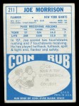 1968 Topps #211 Joe Morrison Back Thumbnail