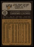 1973 Topps #522 Leo 'Chico' Cardenas Back Thumbnail