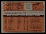 1972 Topps #98 Chuck Tanner Back Thumbnail