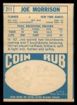 1968 Topps #211 Joe Morrison Back Thumbnail