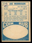 1968 Topps #211 Joe Morrison Back Thumbnail