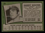 1971 Topps #281 Danny Walton Back Thumbnail