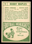 1968 Topps #16 Bobby Maples Back Thumbnail