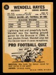 1967 Topps #36 Wendell Hayes Back Thumbnail