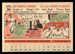 1956 Topps #30 Jackie Robinson Back Thumbnail