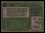 1974 Topps #429 Dick Lange Back Thumbnail