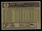 1961 Topps #20 Robin Roberts Back Thumbnail