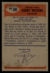 1955 Bowman #58 Bobby Watkins Back Thumbnail