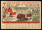 1956 Topps #7 Ron Negray Back Thumbnail