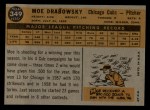 1960 Topps #349 Moe Drabowsky Back Thumbnail