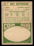 1968 Topps #85 Roy Jefferson Back Thumbnail