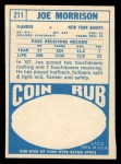 1968 Topps #211 Joe Morrison Back Thumbnail