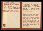 1967 Philadelphia #33 Richie Petitbon Back Thumbnail
