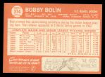 1964 Topps #374 COR Bob Bobby Bolin Back Thumbnail