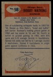 1955 Bowman #58 Bobby Watkins Back Thumbnail