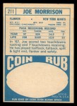 1968 Topps #211 Joe Morrison Back Thumbnail