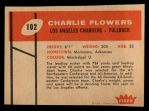 1960 Fleer #102 Charlie Flowers Back Thumbnail