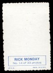 1969 Topps Deckle Edge #14 Rick Monday Back Thumbnail