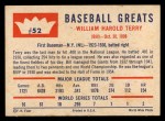 1960 Fleer #52 Bill Terry Back Thumbnail