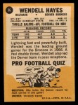 1967 Topps #36 Wendell Hayes Back Thumbnail