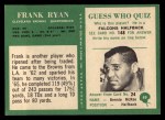 1966 Philadelphia #49 Frank Ryan Back Thumbnail