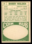 1968 Topps #54 Bobby Walden Back Thumbnail