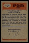 1955 Bowman #24 Ray Wietecha Back Thumbnail