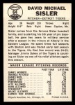 1960 Leaf #64 Dave Sisler Back Thumbnail