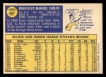 1970 Topps #487 Cisco Carlos Back Thumbnail