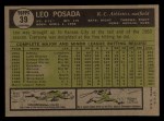 1961 Topps #39 Leo Posada Back Thumbnail