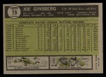 1961 Topps #79 Joe Ginsberg Back Thumbnail