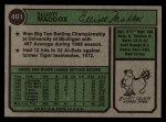 1974 Topps #401 Elliott Maddox Back Thumbnail