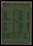 1974 Topps #416 White Sox Team Back Thumbnail