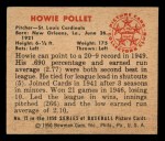 1950 Bowman #72 Howie Pollet Back Thumbnail