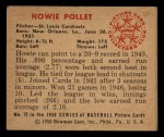 1950 Bowman #72 Howie Pollet Back Thumbnail