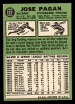 1967 Topps #322 Jose Pagan Back Thumbnail